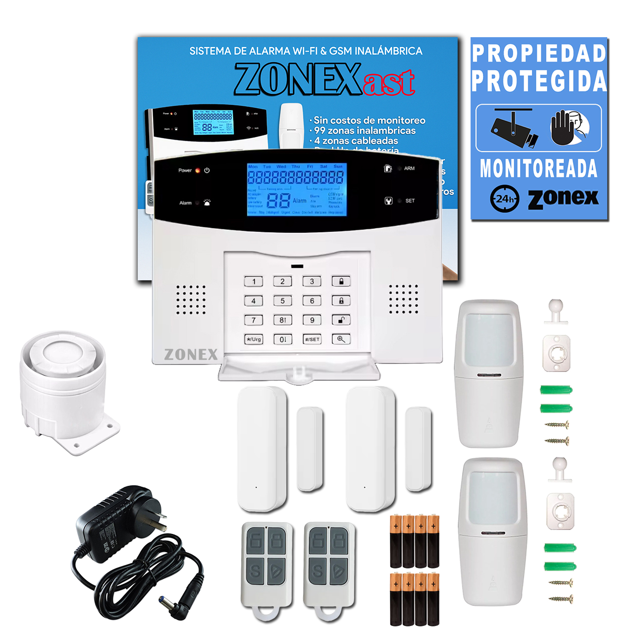 Zonex Alarma Inalámbrica Wifi Gsm 4 sensores Smartlife Tuya - Imagen 2
